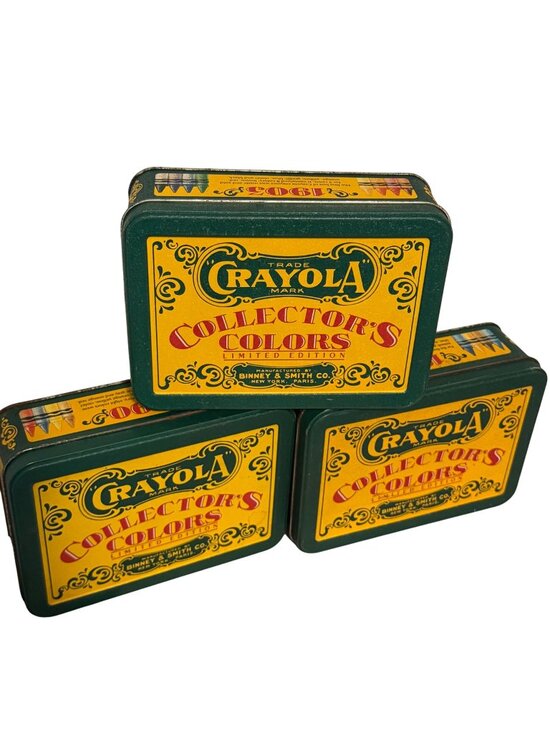 Crayola Other - Rusted Crayola Collectors Colors Limited Edition Metal Box Tin Set 3 Vintage Lot